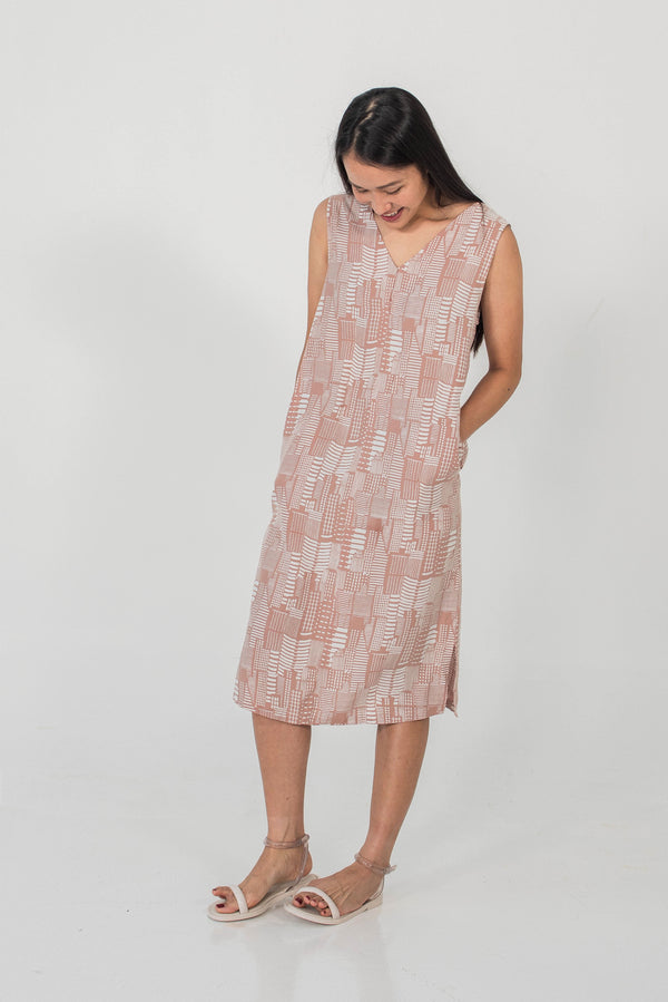 Frances Dress in City Print Blush