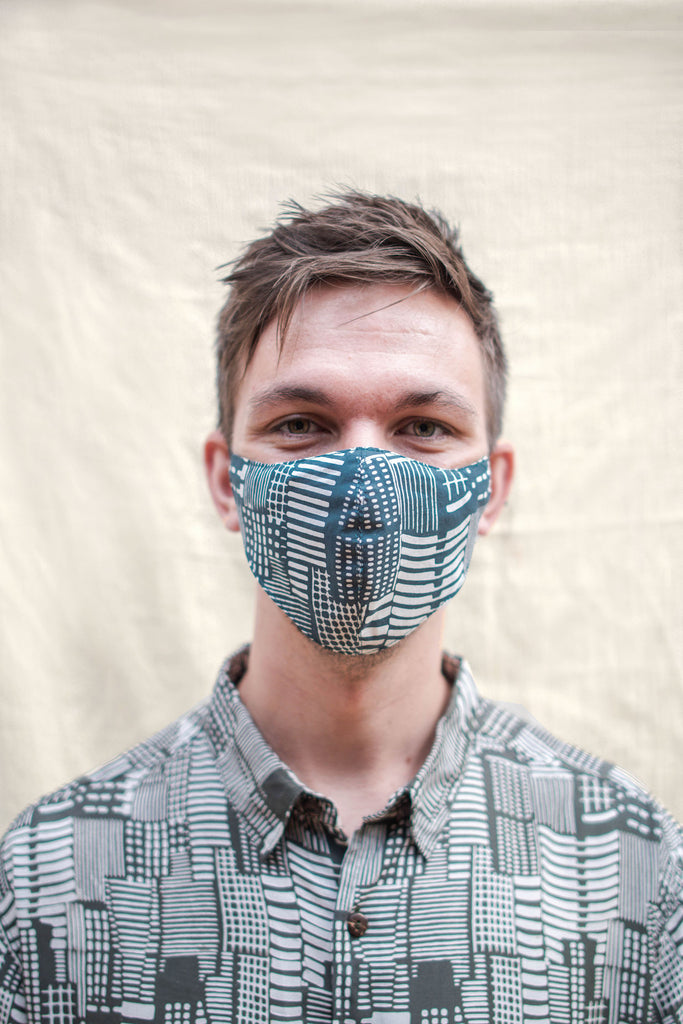 Batik Mask in City Print Green