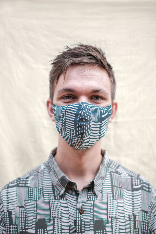 Batik Mask in City Print Green