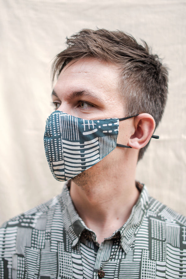 Batik Mask in City Print Green