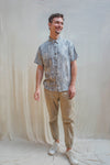 Davy Collar Shirt in City Print Mist Blue
