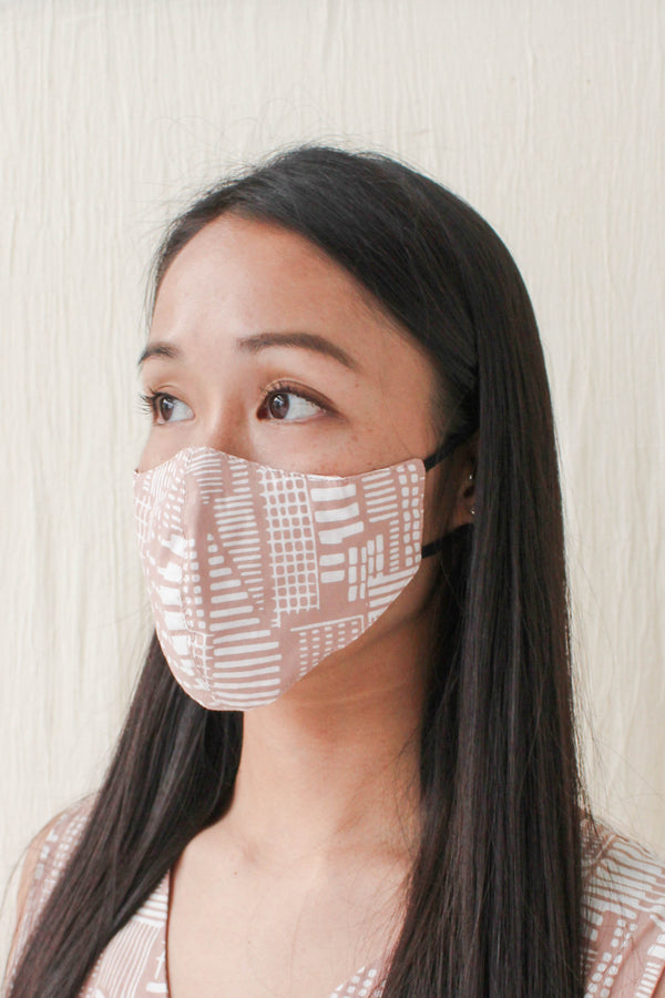 Batik Mask in City Print Blush