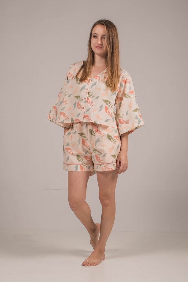 Estha V Neck Top in Spiral Blush